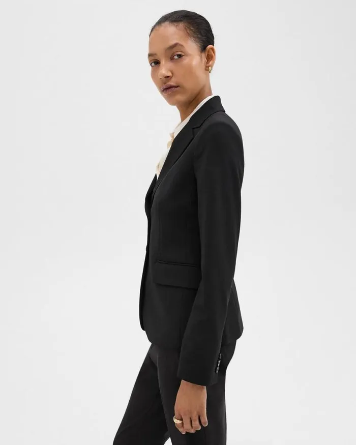 Blazers Jackets Women Theory Carissa Blazer In Good Wool Black