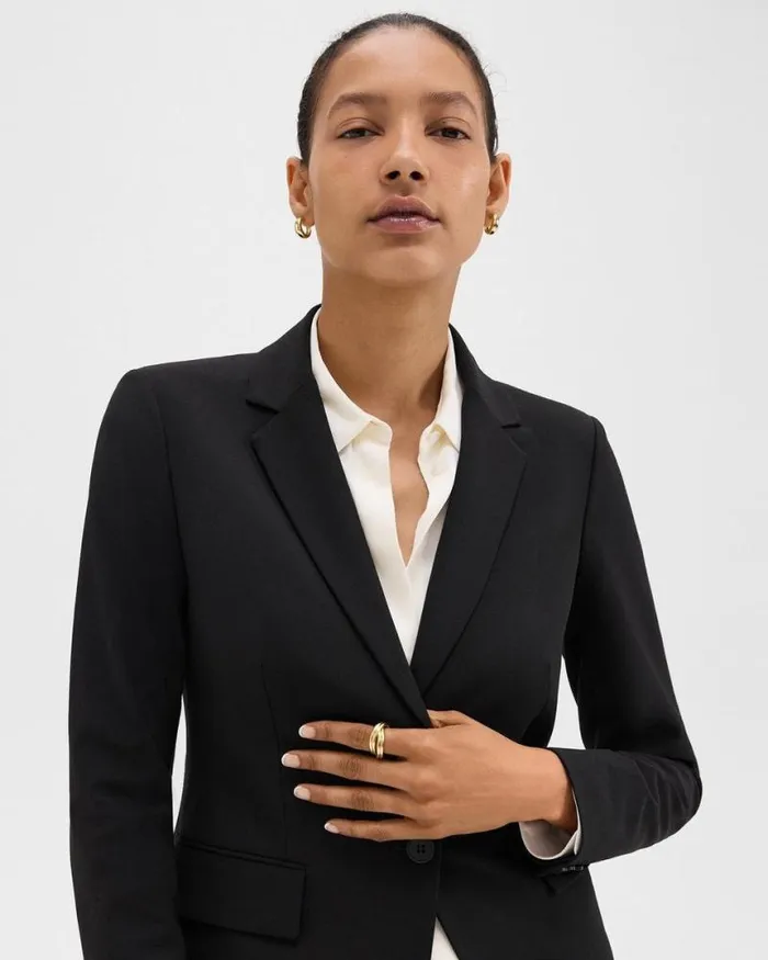 Blazers Jackets Women Theory Carissa Blazer In Good Wool Black