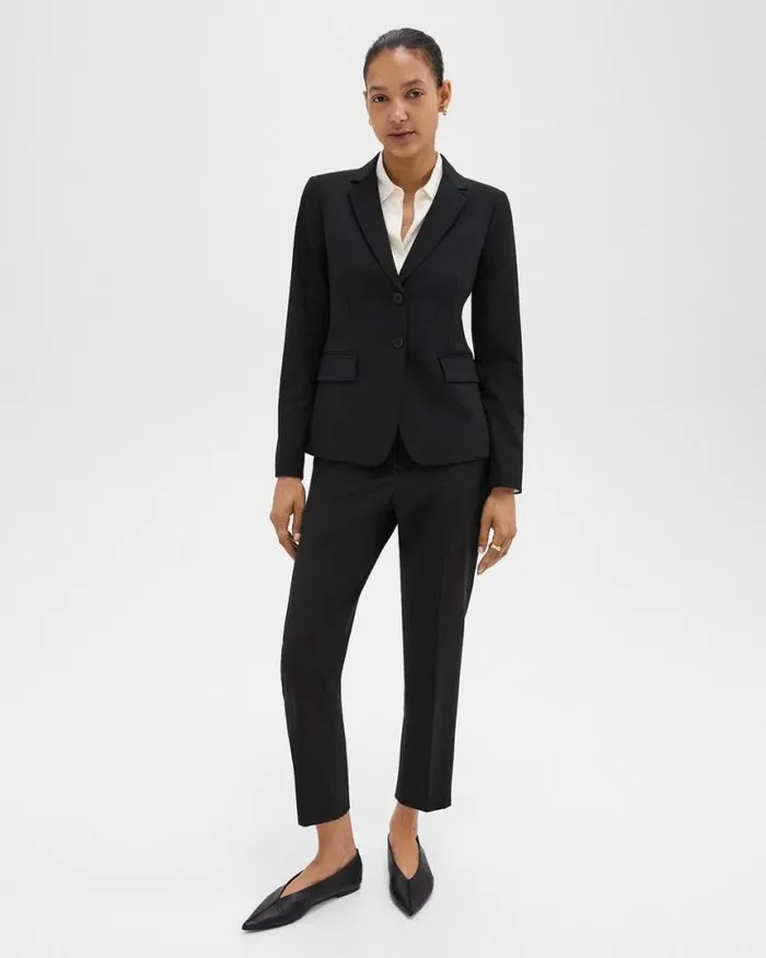 Blazers Jackets Women Theory Carissa Blazer In Good Wool Black