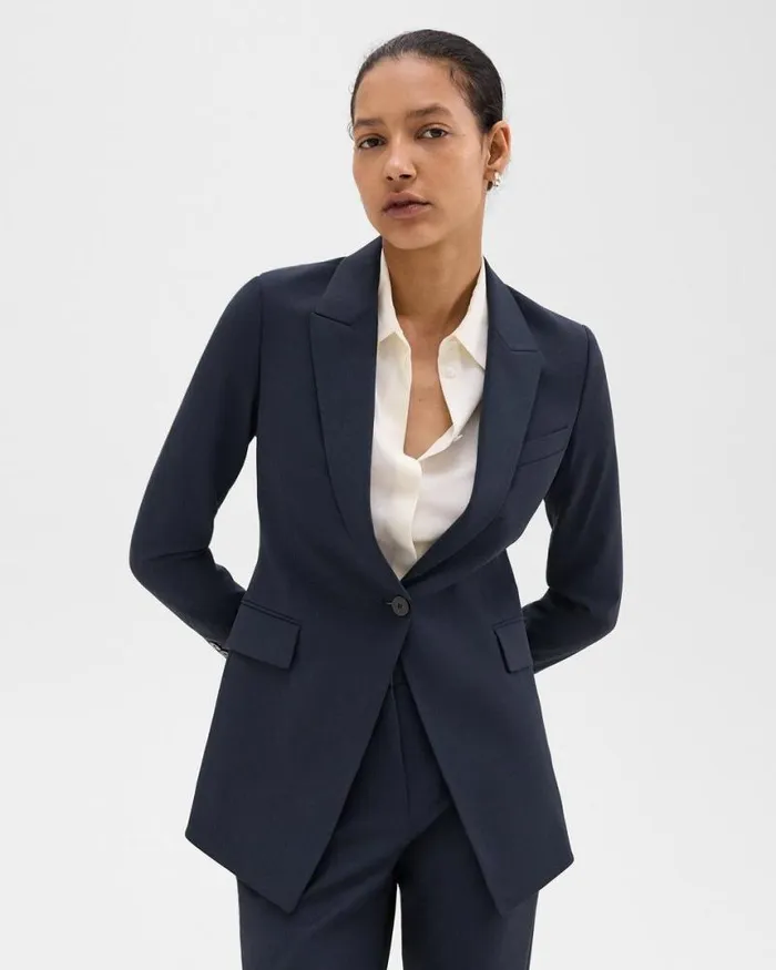Blazers Jackets Women Theory Etiennette Blazer In Good Wool Nocturne Navy