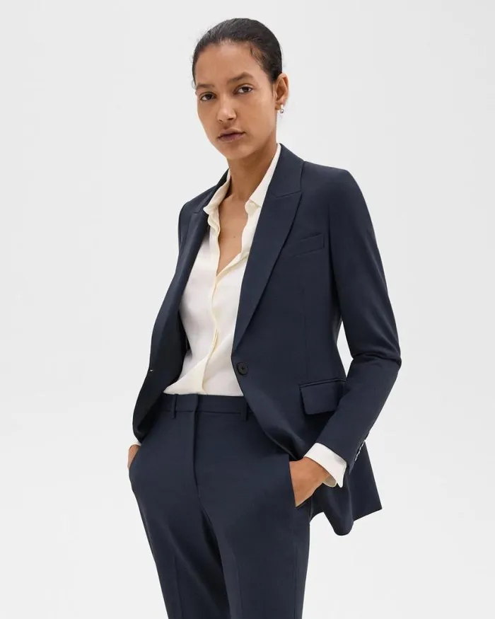Blazers Jackets Women Theory Etiennette Blazer In Good Wool Nocturne Navy