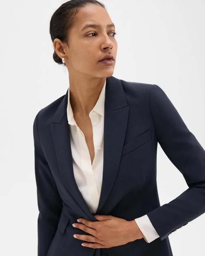 Blazers Jackets Women Theory Etiennette Blazer In Good Wool Nocturne Navy