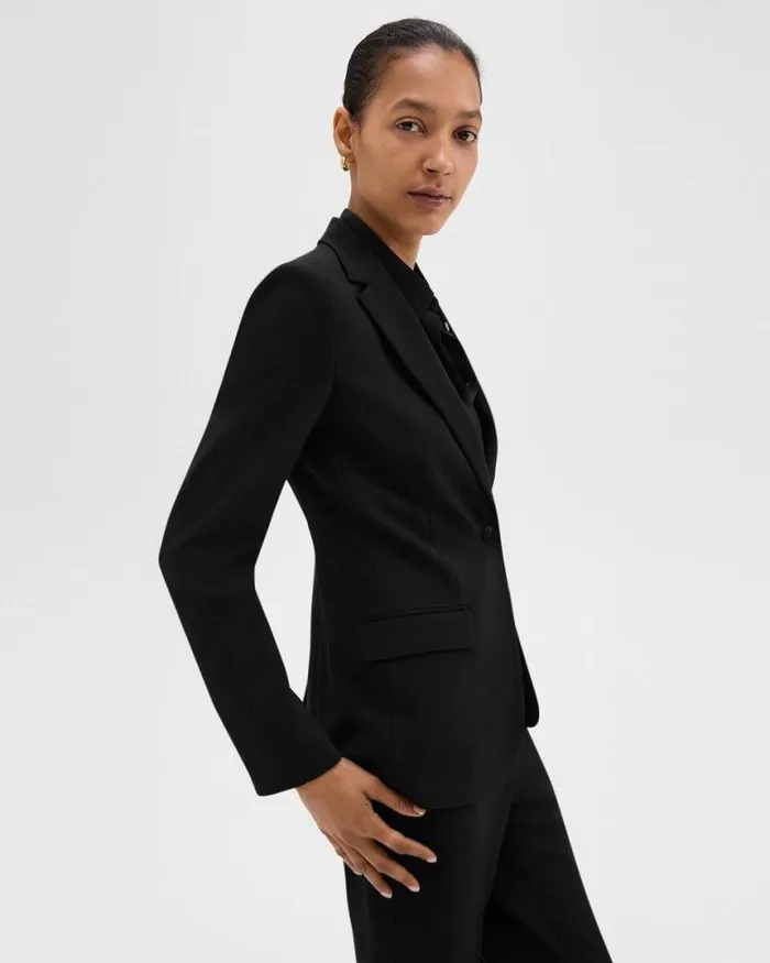 Blazers Jackets Women Theory Staple Blazer In Admiral Crepe Black