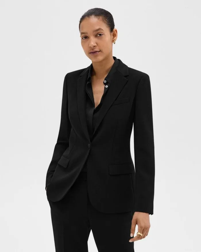 Blazers Jackets Women Theory Staple Blazer In Admiral Crepe Black