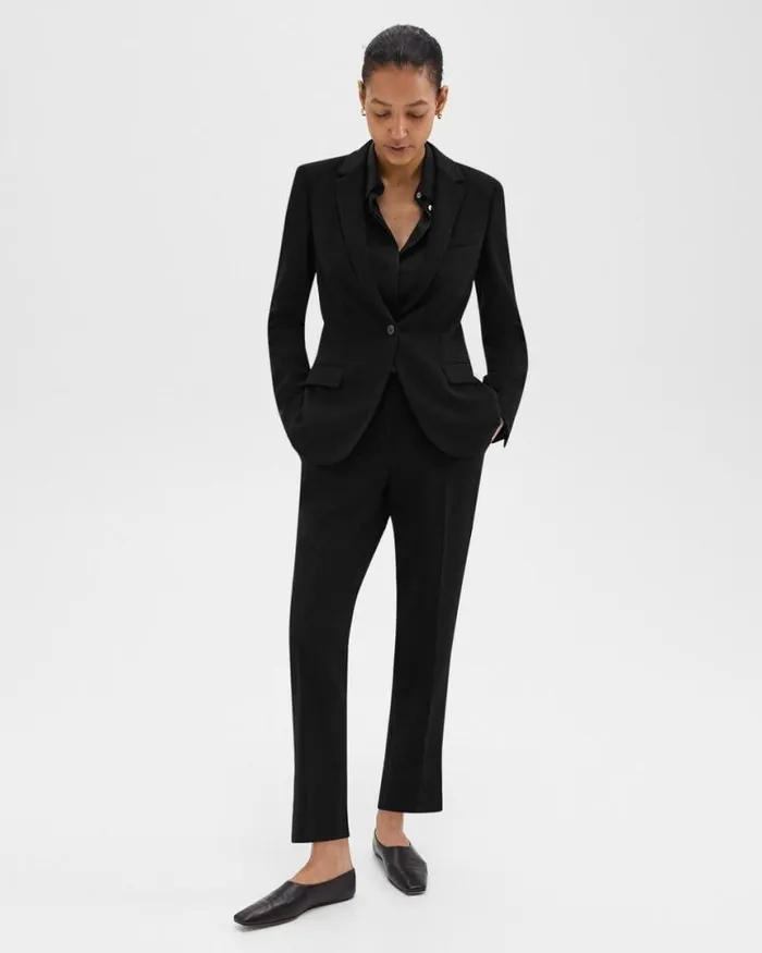 Blazers Jackets Women Theory Staple Blazer In Admiral Crepe Black