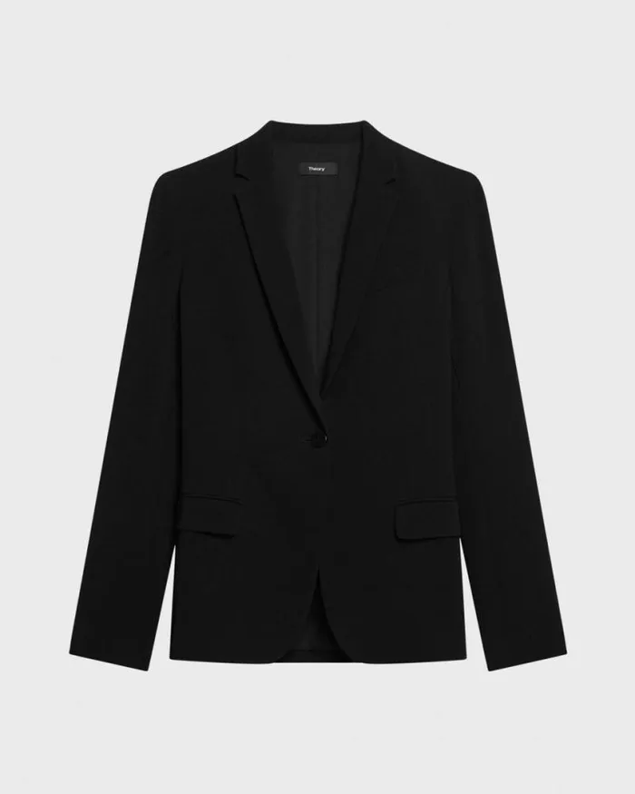 Blazers Jackets Women Theory Staple Blazer In Admiral Crepe Black