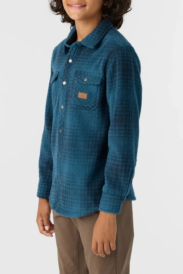 BOY039S GLACIER PLAID HIGH PILE SUPERFLEECE SHIRT Blue Shadow Kids O039NEILL Boy039S Clothing