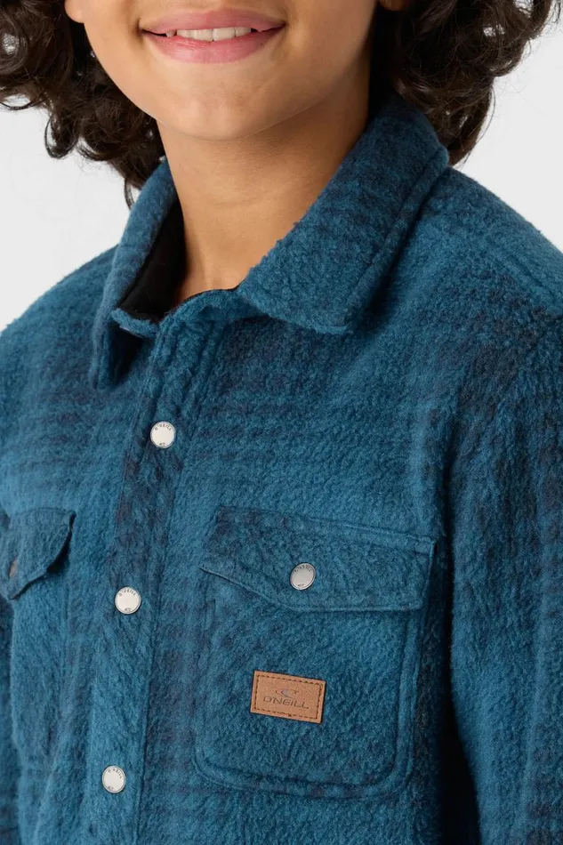 BOY039S GLACIER PLAID HIGH PILE SUPERFLEECE SHIRT Blue Shadow Kids O039NEILL Boy039S Clothing