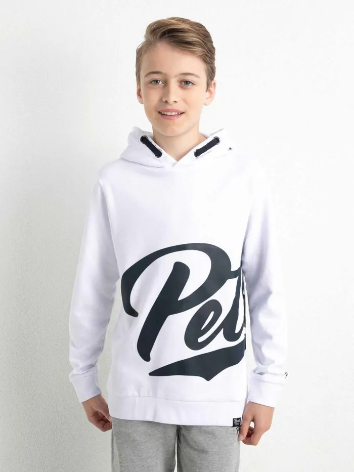 Boys Knits and Sweats Petrol Industries Hoodie With Logo Artwork Bright White