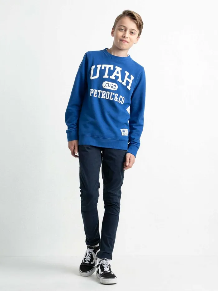 Boys Knits and Sweats Petrol Industries Pullover With Logo Artwork Imperial Blue
