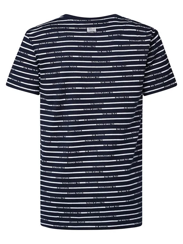 Boys TShirts Petrol Industries Striped VNeck TShirt Midnight Navy