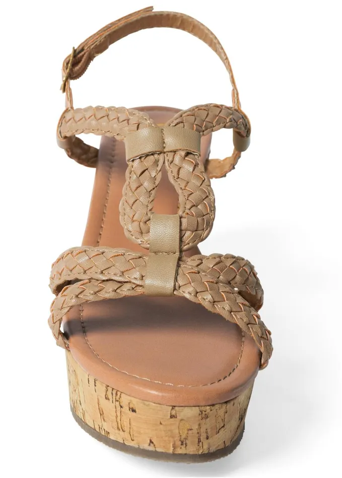 BRAIDED STRAPPY CORK WEDGES Taupe Women VENUS Sandals and Wedges BRAIDED STRAPPY CORK WEDGES Taupe Women VENUS Sandals and Wedges