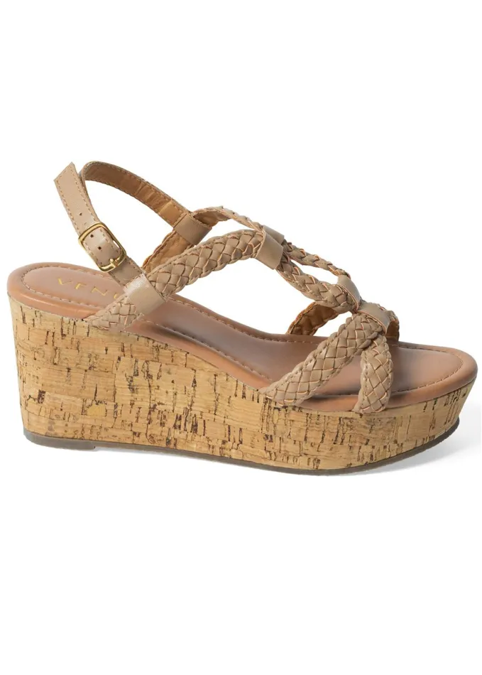BRAIDED STRAPPY CORK WEDGES Taupe Women VENUS Sandals and Wedges BRAIDED STRAPPY CORK WEDGES Taupe Women VENUS Sandals and Wedges