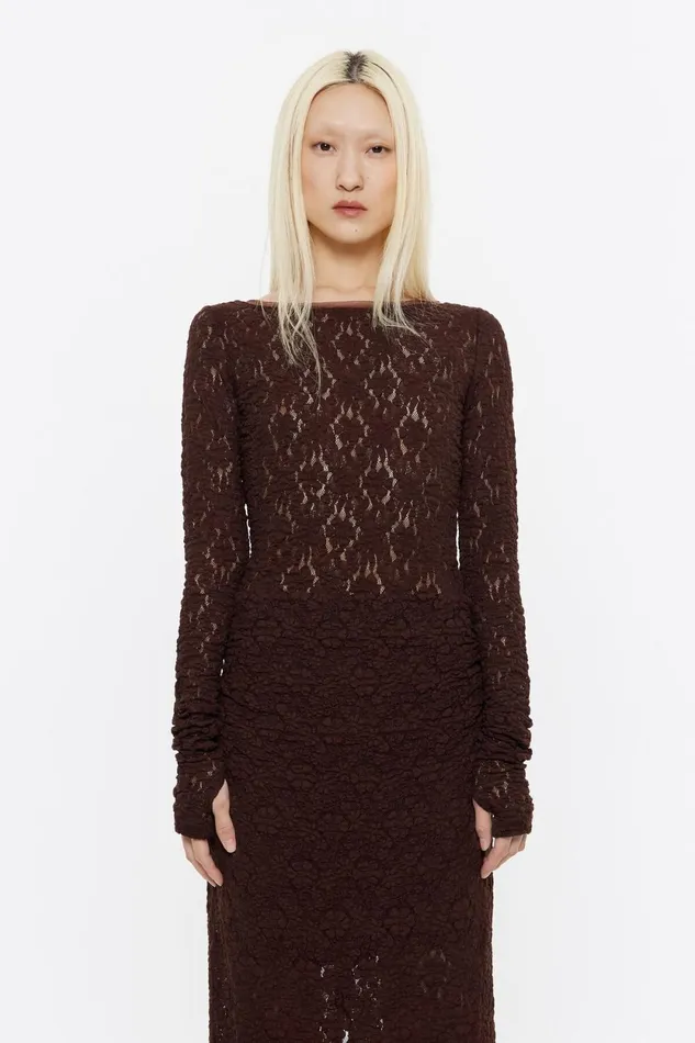 Brown Jacquard Fitted Tshirt Brown Women Bimba Y Lola TShirts