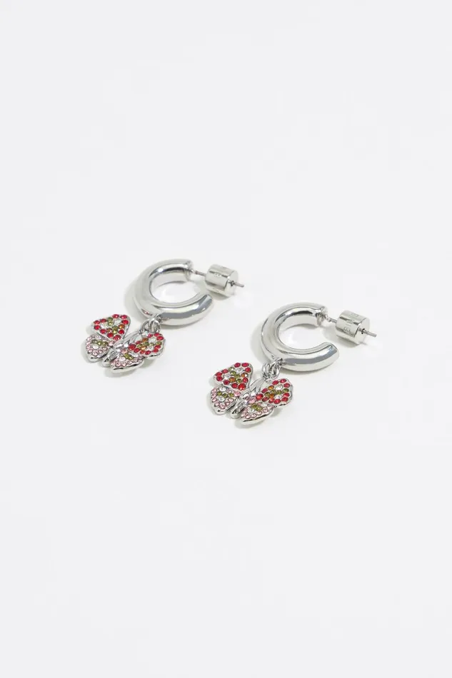 Butterfly Hoop Earrings Silver Women Bimba Y Lola Earrings Butterfly Hoop Earrings Silver Women Bimba Y Lola Earrings