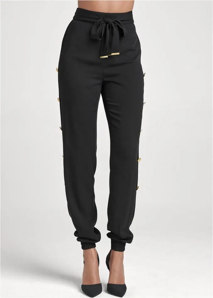 BUTTON DETAIL JOGGER PANTS Black Women VENUS Casual BUTTON DETAIL JOGGER PANTS Black Women VENUS Casual