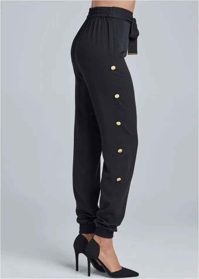 BUTTON DETAIL JOGGER PANTS Black Women VENUS Casual BUTTON DETAIL JOGGER PANTS Black Women VENUS Casual