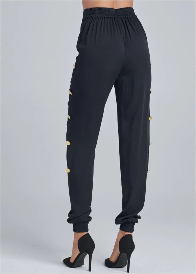 BUTTON DETAIL JOGGER PANTS Black Women VENUS Casual BUTTON DETAIL JOGGER PANTS Black Women VENUS Casual
