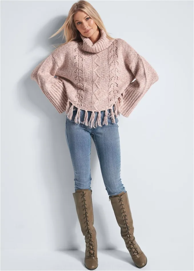 CABLE KNIT TURTLENECK Blush Women VENUS Pullover
