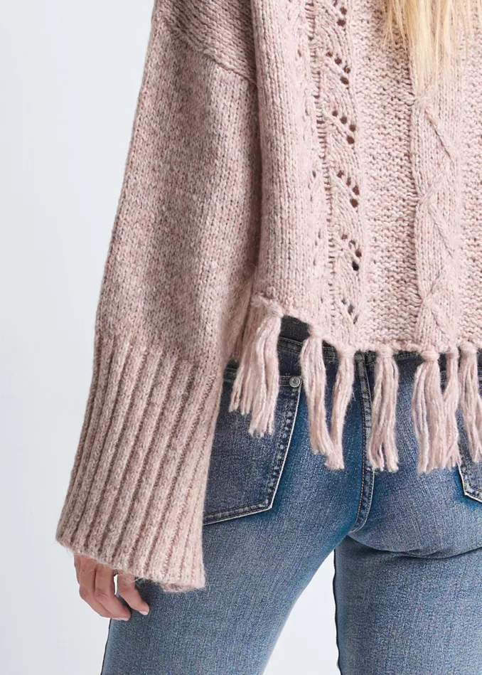 CABLE KNIT TURTLENECK Blush Women VENUS Pullover