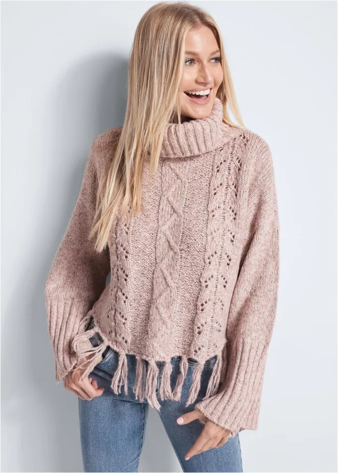 CABLE KNIT TURTLENECK Blush Women VENUS Pullover