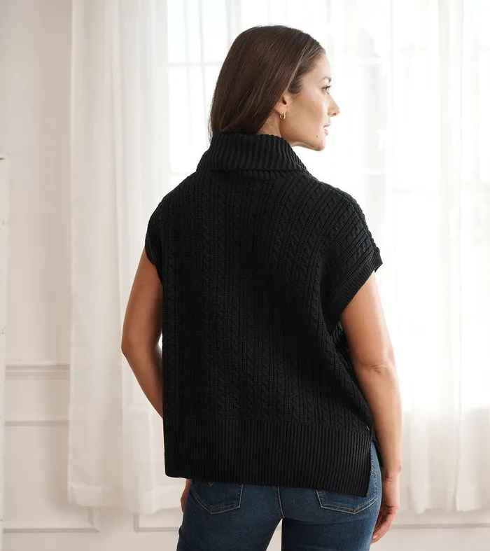 Cable Knit Vest 8211 Black Caviar Hatley