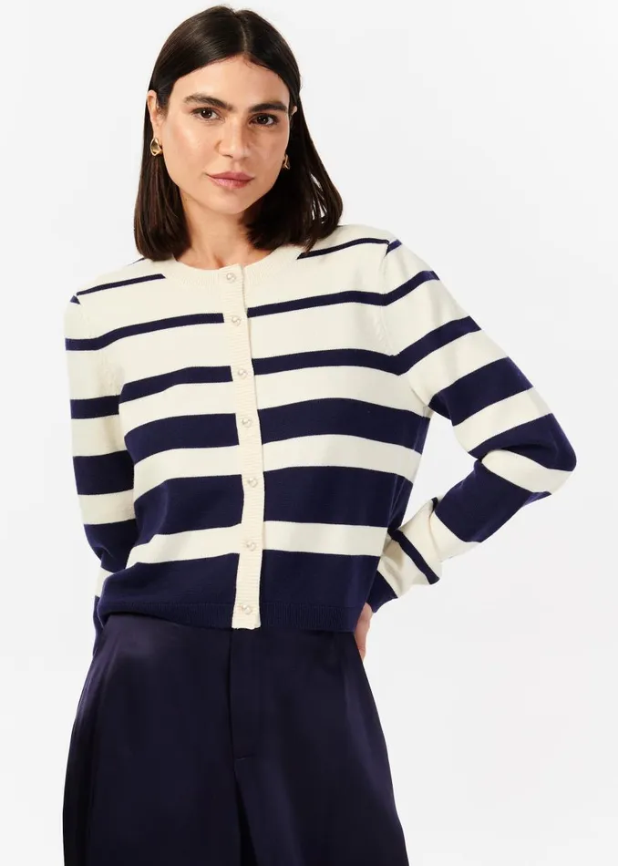 CAMI NYC Tops and Sweaters Women Kimbra Pearl Cardigan Shadow Stripe