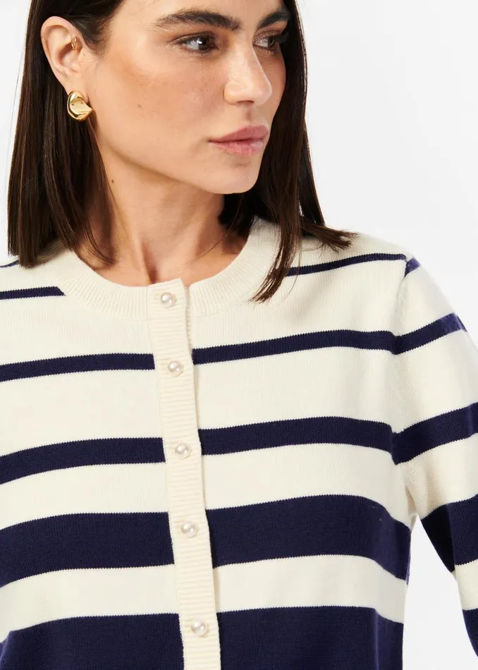 CAMI NYC Tops and Sweaters Women Kimbra Pearl Cardigan Shadow Stripe