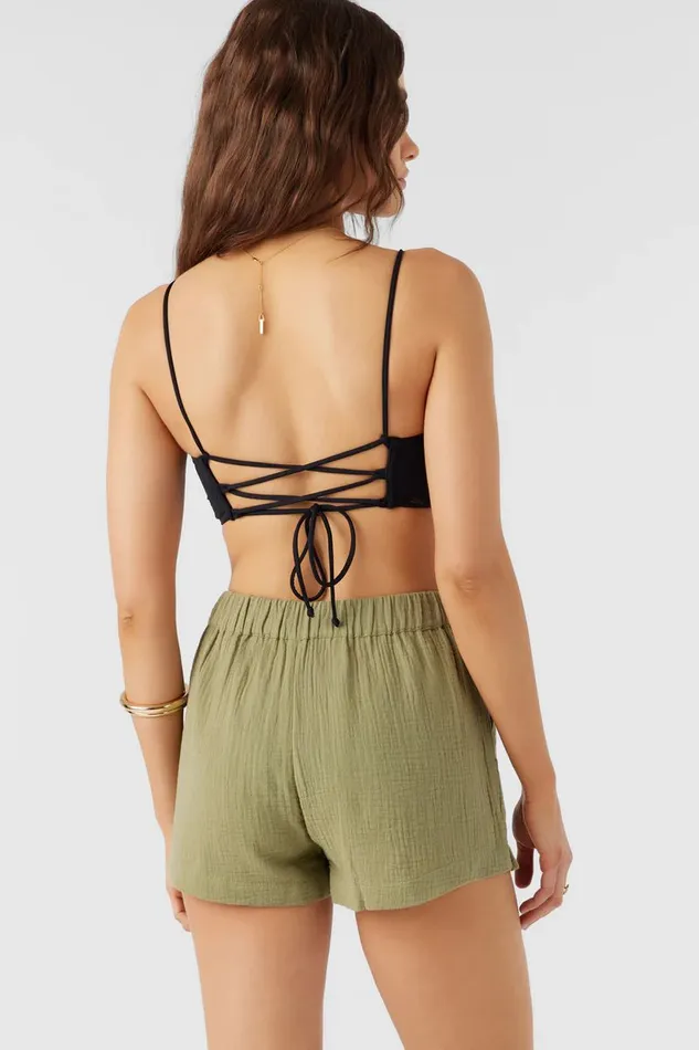 CARALEE DOUBLE GAUZE SHORTS Oil Green Women O039NEILL Collections