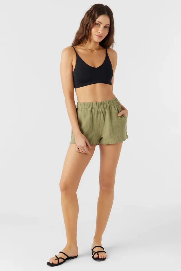 CARALEE DOUBLE GAUZE SHORTS Oil Green Women O039NEILL Collections
