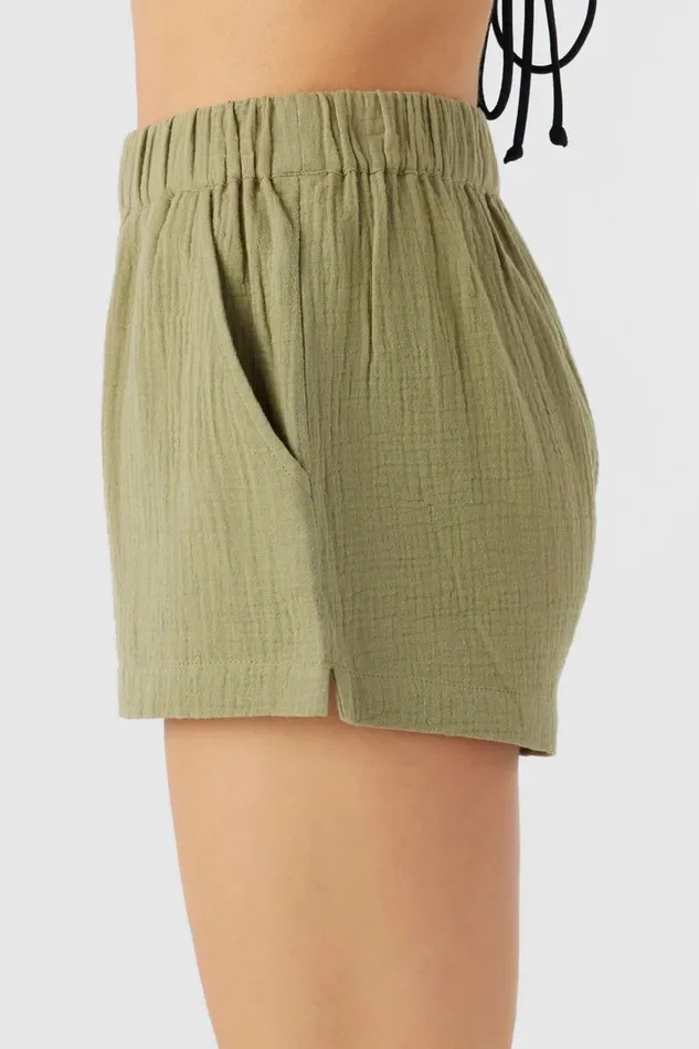 CARALEE DOUBLE GAUZE SHORTS Oil Green Women O039NEILL Collections