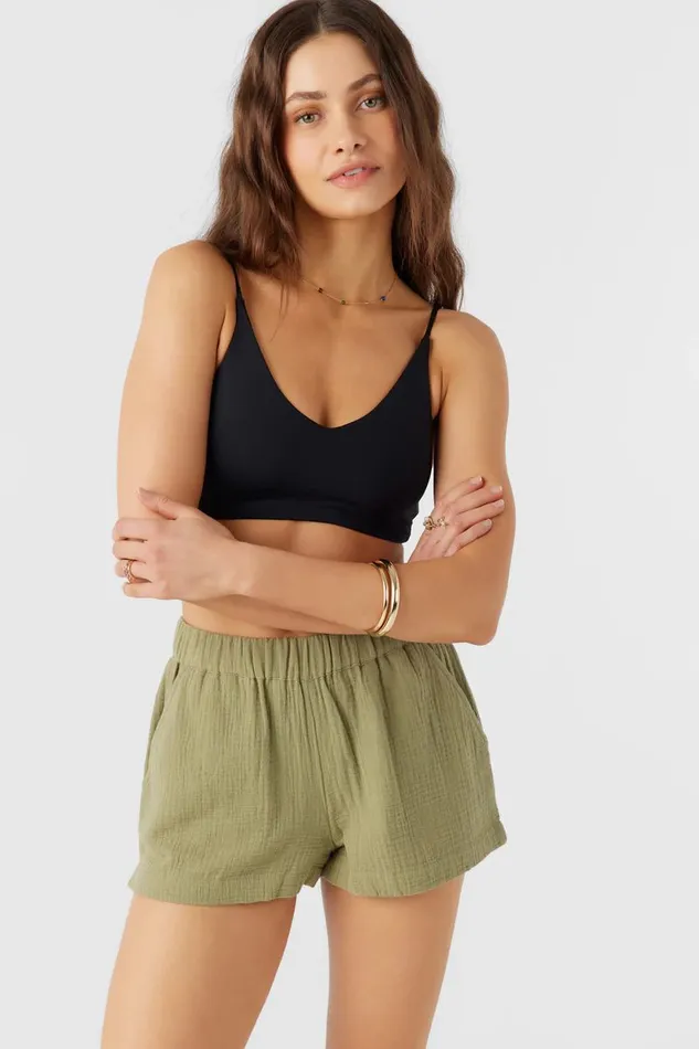 CARALEE DOUBLE GAUZE SHORTS Oil Green Women O039NEILL Collections