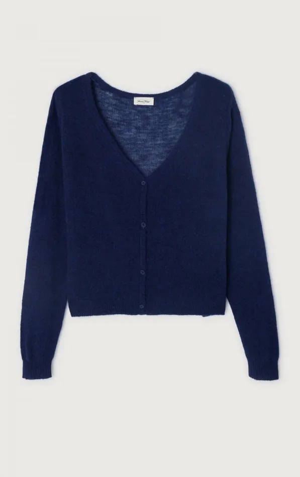 Cardigan Dumy Melange Navy Women American Vintage Jumpers and Cardigans