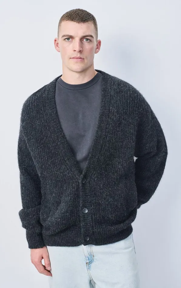 Cardigan East Melange Charcoal Men American Vintage Jumpers and Cardigans