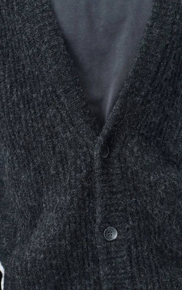 Cardigan East Melange Charcoal Men American Vintage Jumpers and Cardigans Cardigan East Melange Charcoal Men American Vintage Jumpers and Cardigans