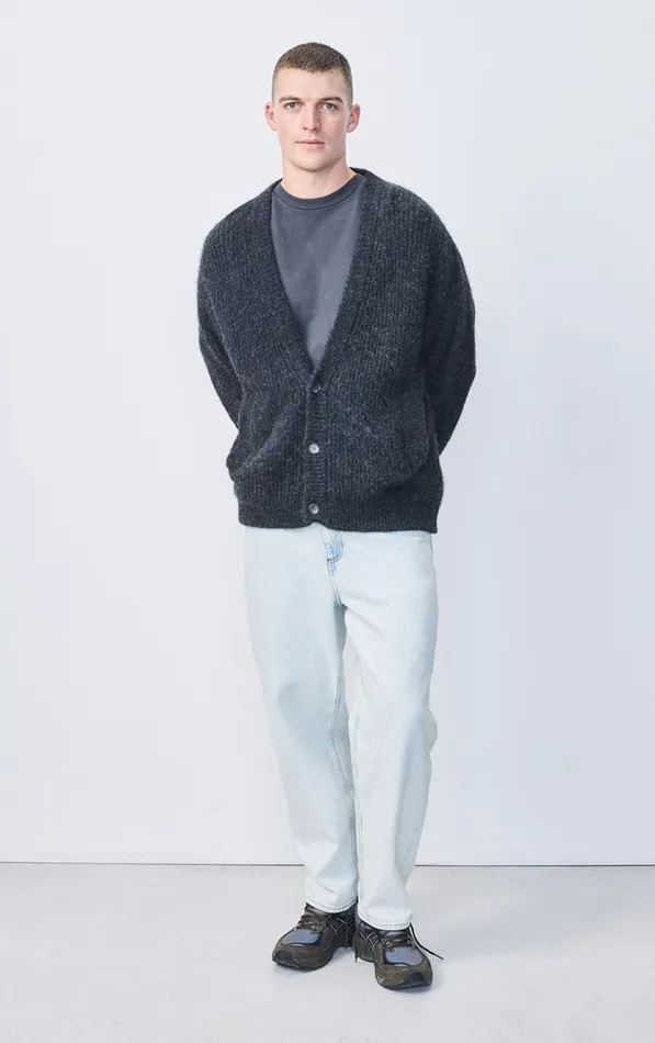 Cardigan East Melange Charcoal Men American Vintage Jumpers and Cardigans Cardigan East Melange Charcoal Men American Vintage Jumpers and Cardigans