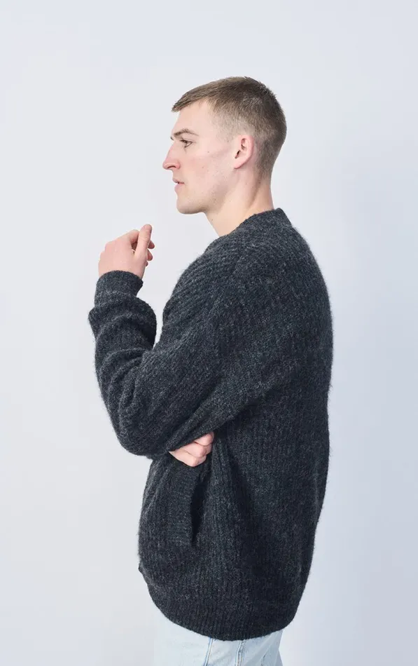 Cardigan East Melange Charcoal Men American Vintage Jumpers and Cardigans Cardigan East Melange Charcoal Men American Vintage Jumpers and Cardigans