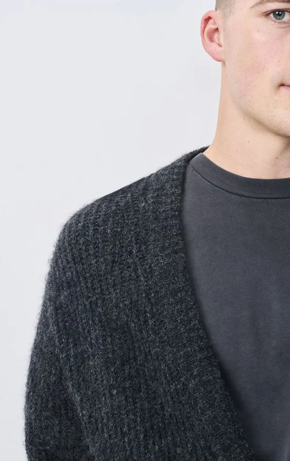 Cardigan East Melange Charcoal Men American Vintage Jumpers and Cardigans Cardigan East Melange Charcoal Men American Vintage Jumpers and Cardigans