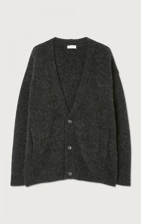 Cardigan East Melange Charcoal Men American Vintage Jumpers and Cardigans Cardigan East Melange Charcoal Men American Vintage Jumpers and Cardigans