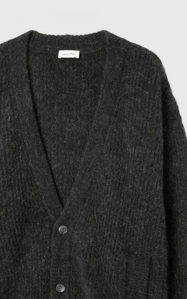 Cardigan East Melange Charcoal Men American Vintage Jumpers and Cardigans Cardigan East Melange Charcoal Men American Vintage Jumpers and Cardigans