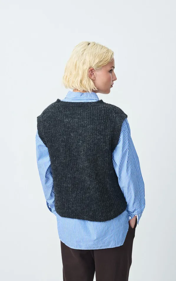 Cardigan East Melange Charcoal Women American Vintage Jumpers and Cardigans Cardigan East Melange Charcoal Women American Vintage Jumpers and Cardigans