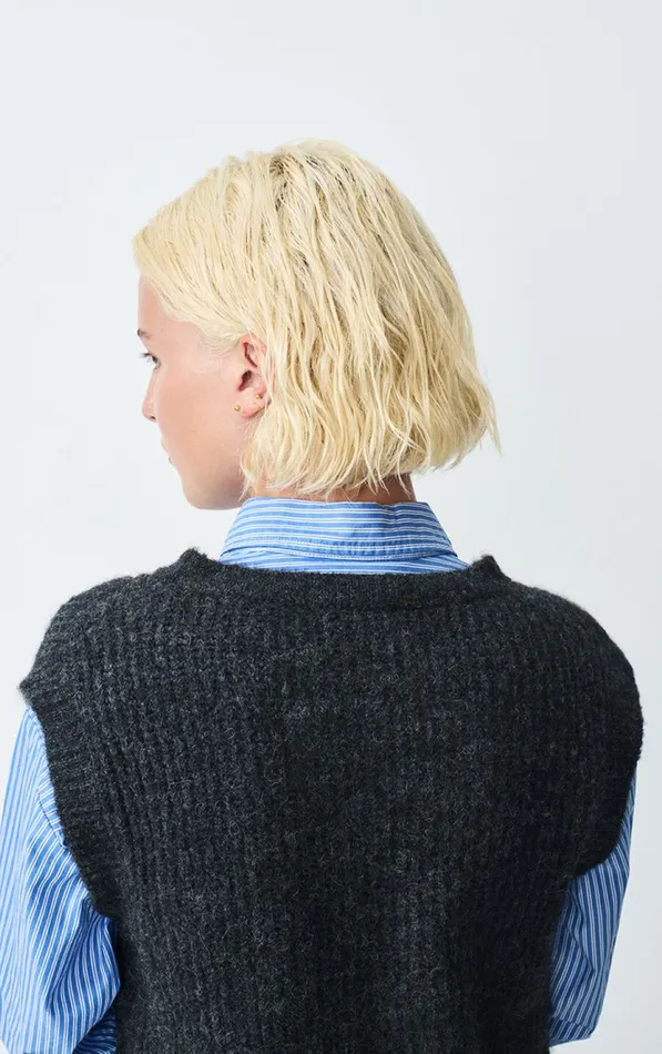 Cardigan East Melange Charcoal Women American Vintage Jumpers and Cardigans Cardigan East Melange Charcoal Women American Vintage Jumpers and Cardigans