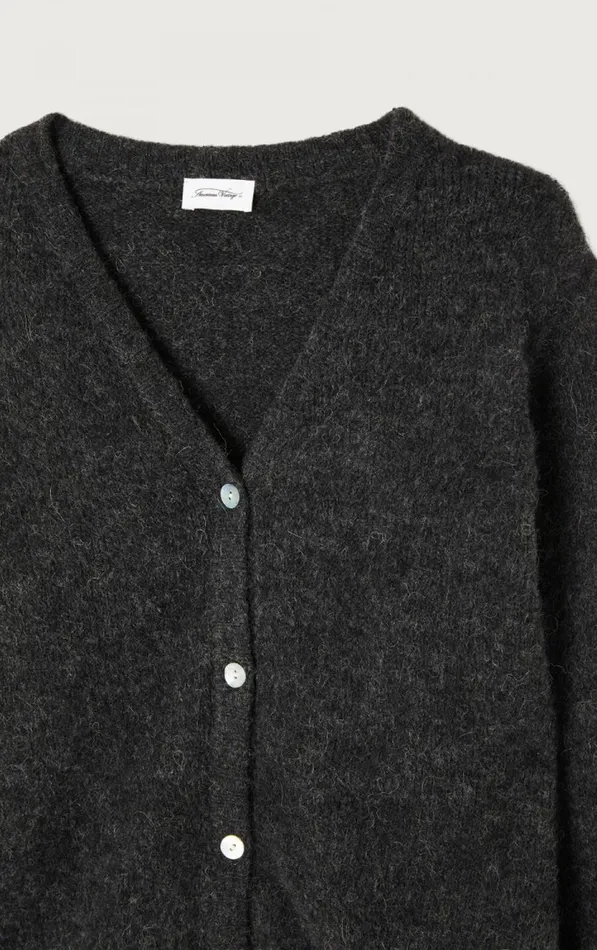 Cardigan East Melange Charcoal Women American Vintage Jumpers and Cardigans Cardigan East Melange Charcoal Women American Vintage Jumpers and Cardigans