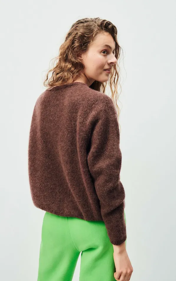 Cardigan Vitow Choco Black Melange Women American Vintage Jumpers and Cardigans Cardigan Vitow Choco Black Melange Women American Vintage Jumpers and Cardigans