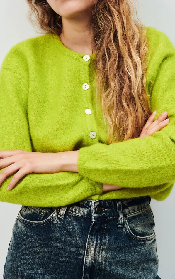 Cardigan Vitow Moss Melange Women American Vintage Jumpers and Cardigans Cardigan Vitow Moss Melange Women American Vintage Jumpers and Cardigans