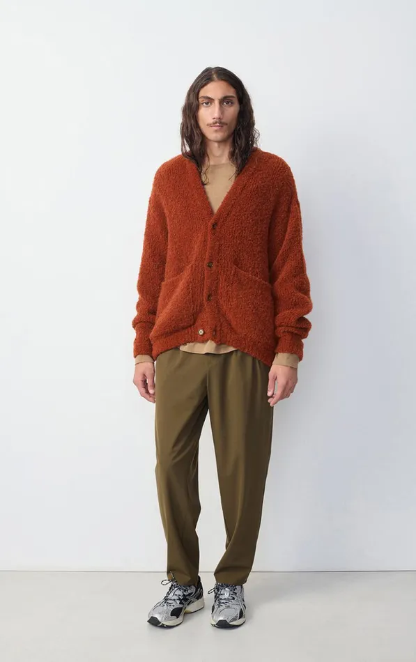 Cardigan Zolly Brick Melange Men American Vintage Jumpers and Cardigans Cardigan Zolly Brick Melange Men American Vintage Jumpers and Cardigans