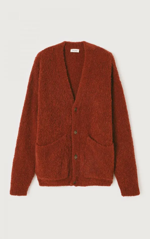 Cardigan Zolly Brick Melange Men American Vintage Jumpers and Cardigans Cardigan Zolly Brick Melange Men American Vintage Jumpers and Cardigans
