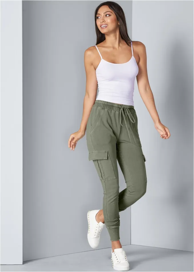 CARGO LOUNGE JOGGERS Olive Women VENUS Bottoms