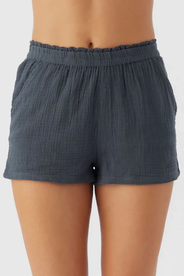 CARLA CRINKLE DOUBLE GAUZE BEACH SHORTS Slate Women O039NEILL Collections