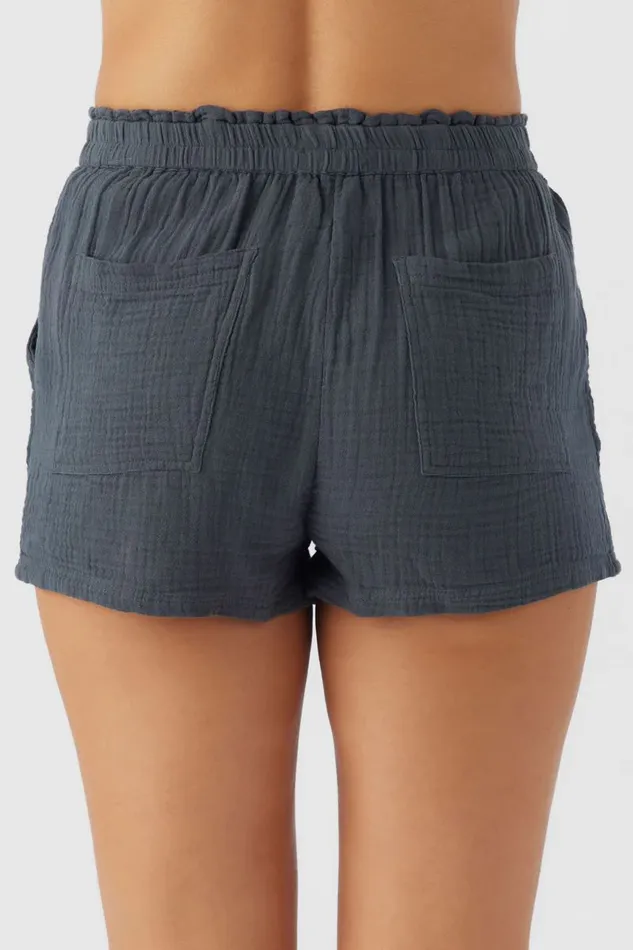 CARLA CRINKLE DOUBLE GAUZE BEACH SHORTS Slate Women O039NEILL Collections